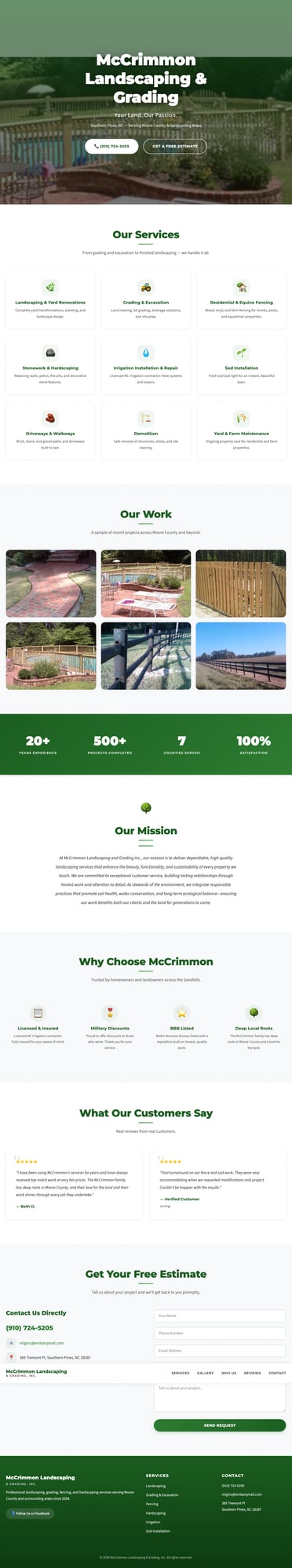 McCrimmon Landscaping website